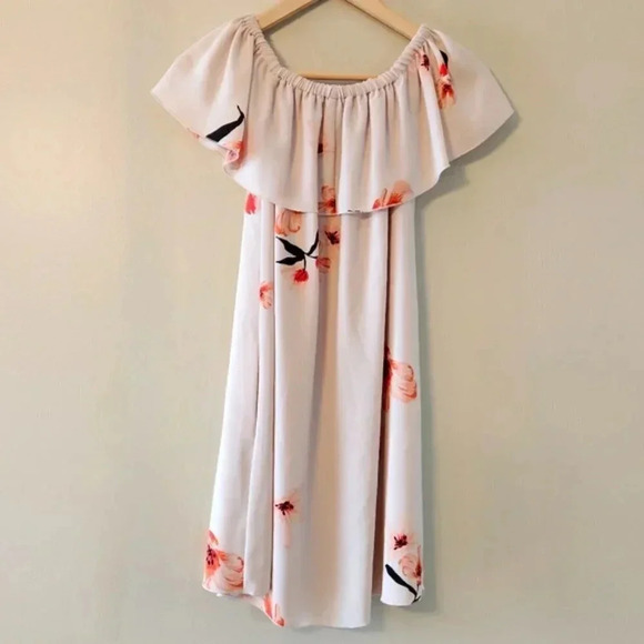 Wilfred Aritzia Neuchatel Off Shoulder Floral Print Mini Dress Dusty Pink XXS. - Picture 7 of 14